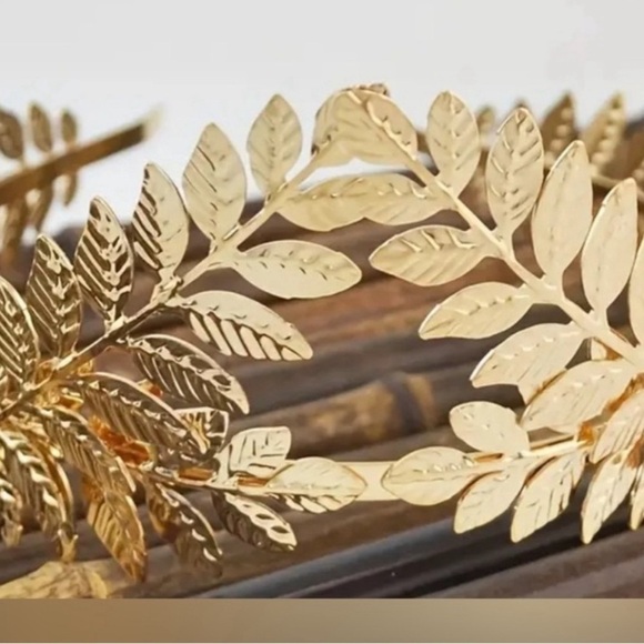 Greek Roman Gold Leaf Tree Branch Crown Baroque Headpiece Wedding Headband Tiara - Picture 2 of 4